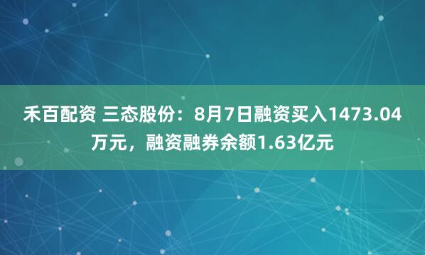 禾百配资 三态股份：8月7日融资买入1473.04万元，融资融券余额1.63亿元
